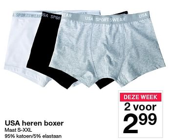 Aanbiedingen Usa heren boxer - Huismerk - Zeeman  - Geldig van 19/09/2015 tot 25/09/2015 bij Zeeman