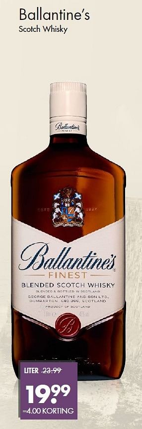 Aanbiedingen Ballantine`s scotch whisky - Ballantine's - Geldig van 07/09/2015 tot 22/09/2015 bij Mitra