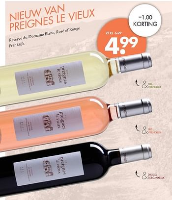 Aanbiedingen Reserve du domaine blanc, rosé of rouge frankrijk - Rosé wijnen - Geldig van 07/09/2015 tot 22/09/2015 bij Mitra