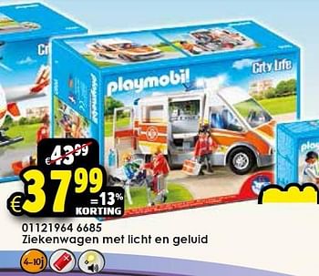 Aanbiedingen Ziekenwagen met licht en geluid - Playmobil - Geldig van 26/09/2015 tot 11/10/2015 bij ToyChamp