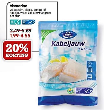 Aanbiedingen Vismarine wilde zalm, tilapia, panga of kabeljauwfilet - Vismarine - Geldig van 20/09/2015 tot 26/09/2015 bij Em-té