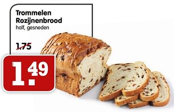 Aanbiedingen Trommelen rozijnenbrood half, gesneden - Trommelen - Geldig van 20/09/2015 tot 26/09/2015 bij Em-té