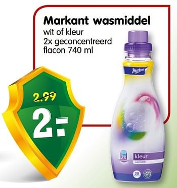 Aanbiedingen Markant wasmiddel wit of kleur 2x geconcentreerd - Markant - Geldig van 20/09/2015 tot 26/09/2015 bij Em-té