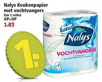 Aanbiedingen Nalys keukenpapier met vochtvangers - Nalys - Geldig van 20/09/2015 tot 26/09/2015 bij Plus
