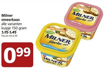 Aanbiedingen Milner smeerkaas - Milner - Geldig van 21/09/2015 tot 27/09/2015 bij Jan Linders