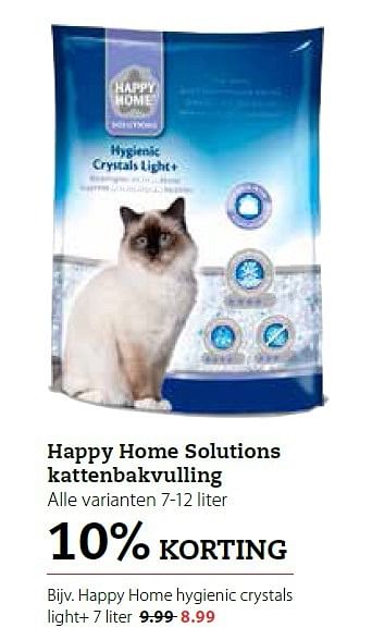 Aanbiedingen Happy home solutions kattenbakvulling - Happy Home - Geldig van 14/09/2015 tot 27/09/2015 bij Pets Place