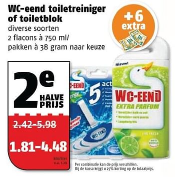 Aanbiedingen Wc-eend toiletreiniger of toiletblok - WC Eend - Geldig van 21/09/2015 tot 27/09/2015 bij Poiesz
