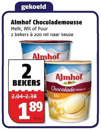Aanbiedingen Almhof chocolademousse - Almhof - Geldig van 21/09/2015 tot 27/09/2015 bij Poiesz
