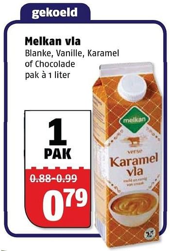 Aanbiedingen Melkan vla blanka,vanille,karamel of chocolade - Melkan - Geldig van 21/09/2015 tot 27/09/2015 bij Poiesz