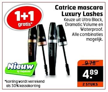 Aanbiedingen Catrice mascara luxury lashes - Catrice - Geldig van 22/09/2015 tot 27/09/2015 bij Trekpleister