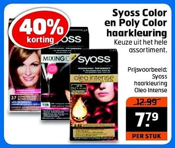 Aanbiedingen Syoss haarkleuring oleo intense - Syoss - Geldig van 22/09/2015 tot 27/09/2015 bij Trekpleister