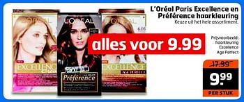 Aanbiedingen Haarkleuring excellence age perfect - L'Oreal Paris - Geldig van 22/09/2015 tot 27/09/2015 bij Trekpleister