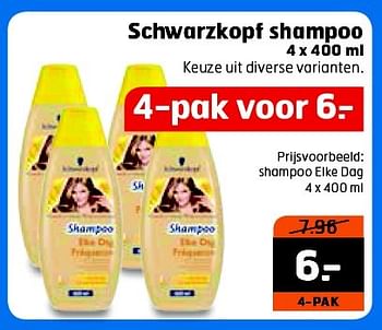 Aanbiedingen Shampoo elke dag - Schwartzkopf - Geldig van 22/09/2015 tot 27/09/2015 bij Trekpleister