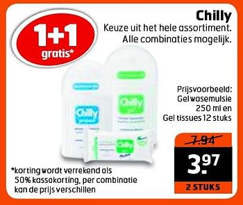 Aanbiedingen Gel wasemulsie en gel tissues - Chilly - Geldig van 22/09/2015 tot 27/09/2015 bij Trekpleister