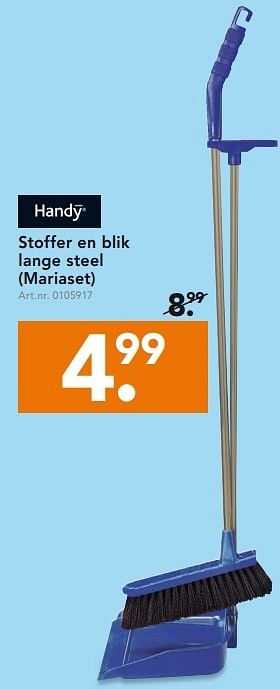 Aanbiedingen Stoffer en blik lange steel (mariaset) - Handy - Geldig van 21/09/2015 tot 30/09/2015 bij Blokker