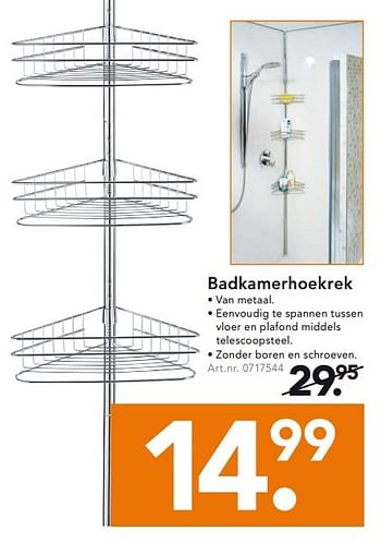 Aanbiedingen Badkamerhoekrek - Huismerk - Blokker - Geldig van 21/09/2015 tot 30/09/2015 bij Blokker