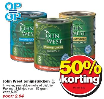 Aanbiedingen John west tonijnstukken - John West - Geldig van 23/09/2015 tot 29/09/2015 bij Hoogvliet