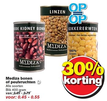 Aanbiedingen Mediza bonen of peulvruchten  - Huismerk - Hoogvliet - Geldig van 23/09/2015 tot 29/09/2015 bij Hoogvliet