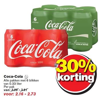 Aanbiedingen Coca-cola  pakken met 6 blikken - Coca Cola - Geldig van 23/09/2015 tot 29/09/2015 bij Hoogvliet