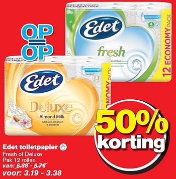Aanbiedingen Edet toiletpapier  fresh of deluxe - Edet - Geldig van 23/09/2015 tot 29/09/2015 bij Hoogvliet