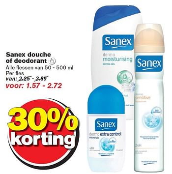 Aanbiedingen Sanex douche of deodorant - Sanex - Geldig van 23/09/2015 tot 29/09/2015 bij Hoogvliet