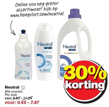 Aanbiedingen Neutral soorten - neutral - Geldig van 23/09/2015 tot 29/09/2015 bij Hoogvliet