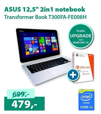 Aanbiedingen Asus 12,5 2in1 notebook transformer book t300fa-fe008h - Asus - Geldig van 07/09/2015 tot 30/09/2015 bij Alternate