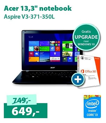 Aanbiedingen Acer 13,3`` notebook aspire v3-371-350l - Acer - Geldig van 07/09/2015 tot 30/09/2015 bij Alternate