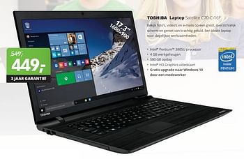 Aanbiedingen Toshiba laptop satellite c70-c-16f - Toshiba - Geldig van 18/09/2015 tot 04/10/2015 bij Dixons