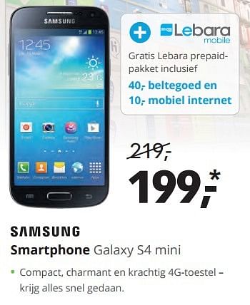 Aanbiedingen Samsung smartphone galaxy s4 mini - Samsung - Geldig van 18/09/2015 tot 04/10/2015 bij Dixons