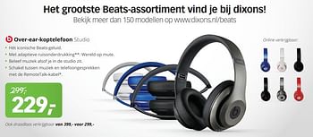 Aanbiedingen Over-ear-koptelefoon studio - Beats - Geldig van 18/09/2015 tot 04/10/2015 bij Dixons