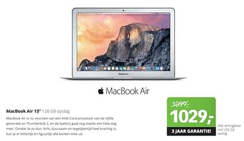 Aanbiedingen Apple macbook air 13 128 gb opslag - Apple - Geldig van 18/09/2015 tot 04/10/2015 bij Dixons