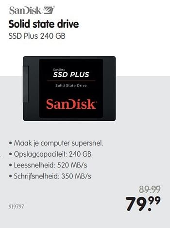 Aanbiedingen Sandisk solid state drive ssd plus 240 gb - Sandisk - Geldig van 18/09/2015 tot 04/10/2015 bij MyCom