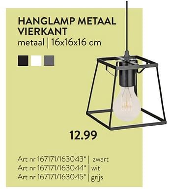 Aanbiedingen Hanglamp metaal vierkant - Huismerk - Xenos - Geldig van 19/09/2015 tot 02/10/2015 bij Xenos