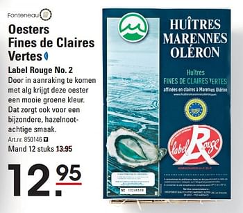 Aanbiedingen Oesters fines de claires vertes - Fonteneau - Geldig van 17/09/2015 tot 05/10/2015 bij Sligro