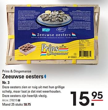 Aanbiedingen Zeeuwse oesters - Prins &amp; Dingemanse - Geldig van 17/09/2015 tot 05/10/2015 bij Sligro