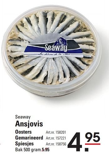 Aanbiedingen Seaway ansjovis - Seaway - Geldig van 17/09/2015 tot 05/10/2015 bij Sligro