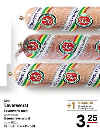 Aanbiedingen Kips leverworst leverworst recht - Kips - Geldig van 17/09/2015 tot 05/10/2015 bij Sligro