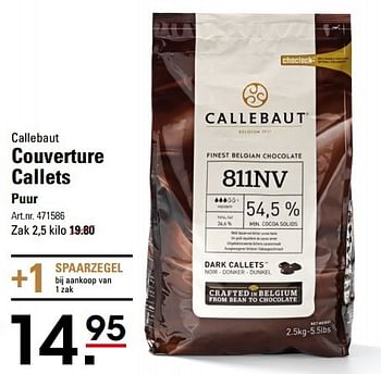 Aanbiedingen Couverture callets puur - Callebaut - Geldig van 17/09/2015 tot 05/10/2015 bij Sligro