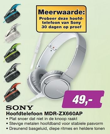 Aanbiedingen Sony hoofdtelefoon mdr-zx660ap - Sony - Geldig van 21/09/2015 tot 04/10/2015 bij ElectronicPartner
