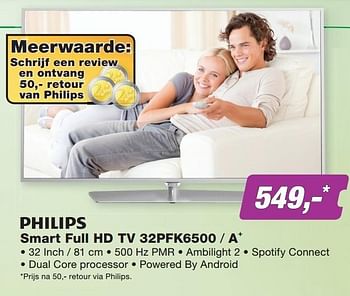 Aanbiedingen Philips smart full hd tv 32pfk6500 - a+ - Philips - Geldig van 21/09/2015 tot 04/10/2015 bij ElectronicPartner