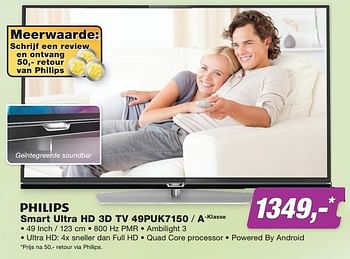 Aanbiedingen Philips smart ultra hd 3d tv 49puk7150 - a-klasse - Philips - Geldig van 21/09/2015 tot 04/10/2015 bij ElectronicPartner