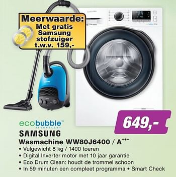 Aanbiedingen Samsung wasmachine ww80j6400 - a+++ - Samsung - Geldig van 21/09/2015 tot 04/10/2015 bij ElectronicPartner