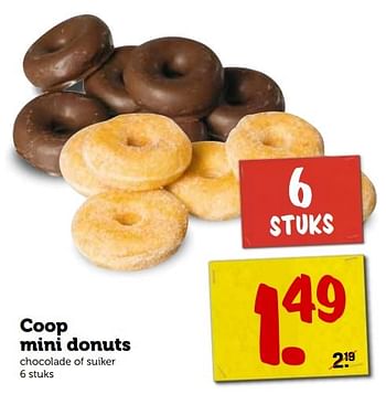 Aanbiedingen Coop mini donuts chocolade of suiker - Huismerk - Coop - Geldig van 21/09/2015 tot 27/09/2015 bij Coop