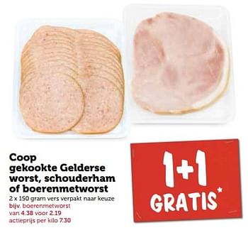 Aanbiedingen Coop gekookte gelderse worst, schouderham of boerenmetworst - Huismerk - Coop - Geldig van 21/09/2015 tot 27/09/2015 bij Coop