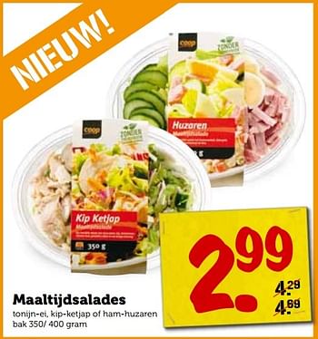 Aanbiedingen Maaltijdsalades tonijn-ei, kip-ketjap of ham-huzaren - Huismerk - Coop - Geldig van 21/09/2015 tot 27/09/2015 bij Coop