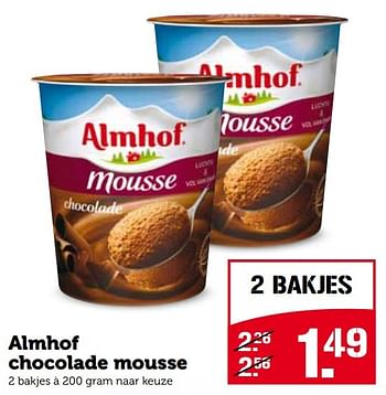 Aanbiedingen Almhof chocolade mousse - Almhof - Geldig van 21/09/2015 tot 27/09/2015 bij Coop