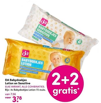 Aanbiedingen 4x babydoekjes lotion - Huismerk - da - Geldig van 21/09/2015 tot 04/10/2015 bij da