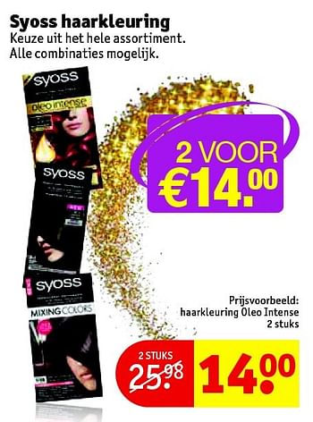 Aanbiedingen Haarkleuring oleo intense - Syoss - Geldig van 22/09/2015 tot 04/10/2015 bij Kruidvat