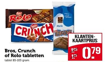 Aanbiedingen Bros, crunch of rolo tabletten - Nestlé - Geldig van 21/09/2015 tot 27/09/2015 bij Coop